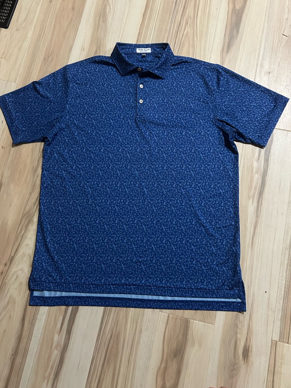 Peter Millar Navy Blue Microprint Polo